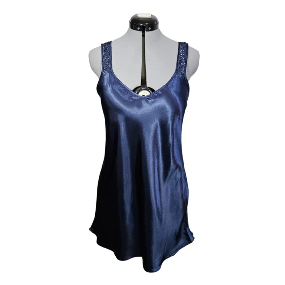 Vintage California Dynasty Women's SIZE M Romantic Satin Slip Dress Nightgown ×2